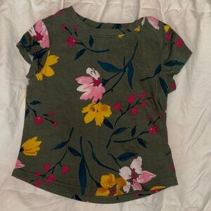 Old Navy Kids Floral Tee in Olive Green